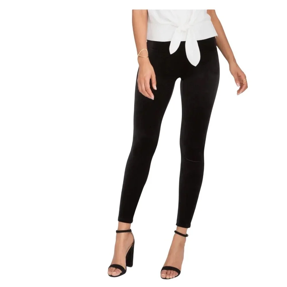 SPANX Velvet Leggings Black High Waisted Slimming Ankle Pants Large L/G